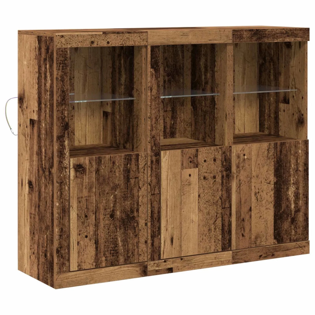 Credenza | Madia LED 3 pcs Legno vecchio 123 x 37 x 100 cm