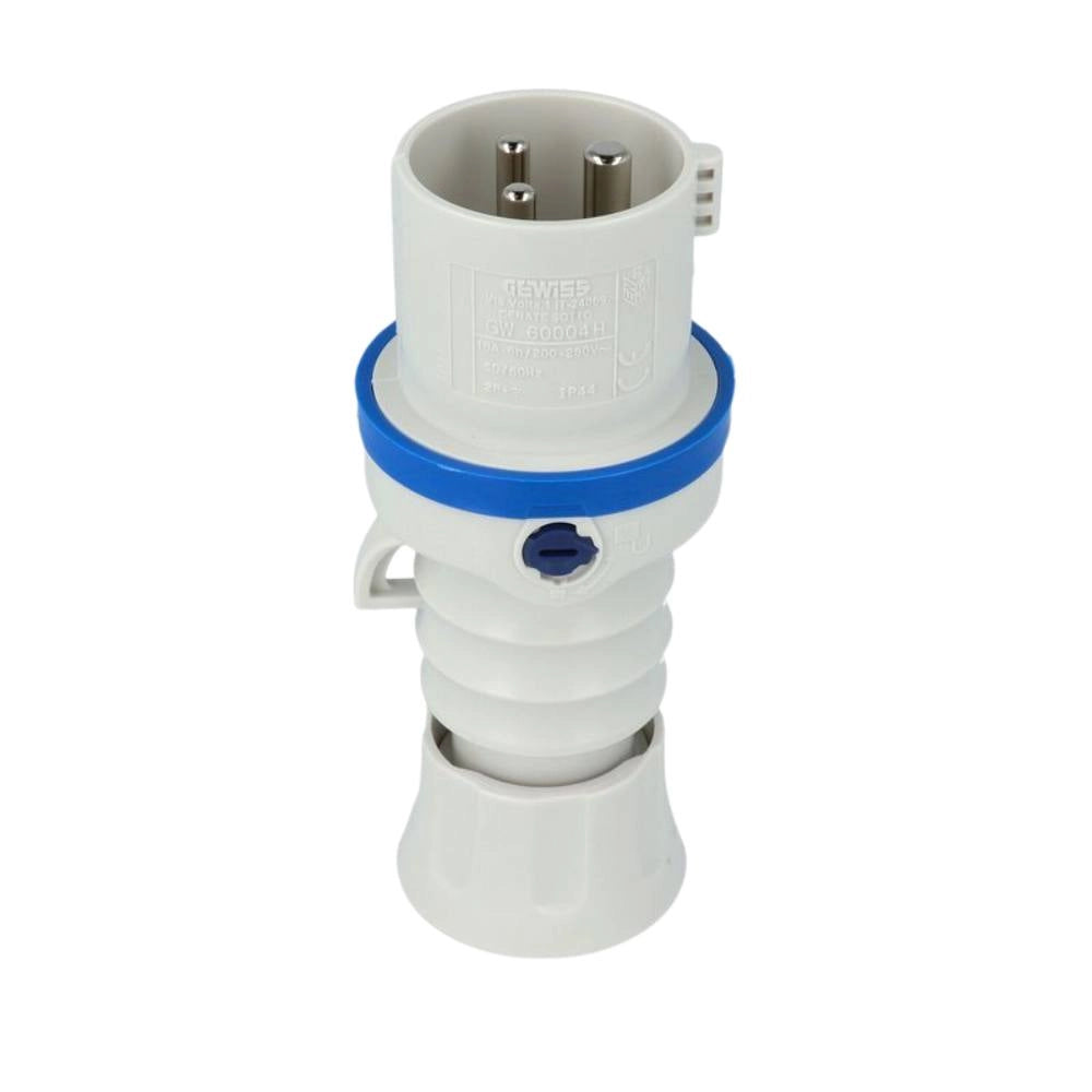 Spina mobile diritta industriale blu 2p+t 16a monofase 220v ip44 gw60004h