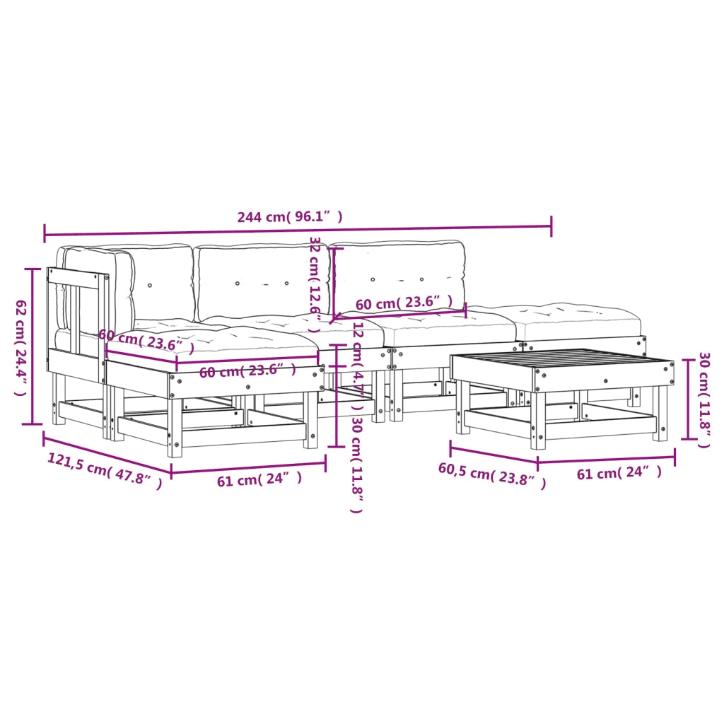 Set Divani Giardino 6 pz con Cuscini Legno Massello di Douglas 3185897