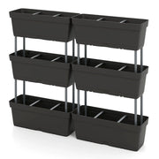 Set di 6 fioriere verticali rialzate 49 x 16 x 81 cm con drenaggio e spazio ideale per la piantagione design moderno nero PP 20_0009964