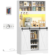 Credenza Cucina con Prese Elettriche e Luce LED ¨C zephmum ¨C Bianco 100x38x180 cm
