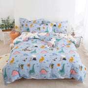 Set di lenzuola per bambini cartoon 135 x 200 cm, 100% cotone, set a due pezzi, lenzuola ombrali con chiusura a cerniera e cuscino 80 x 80 cm, blu.