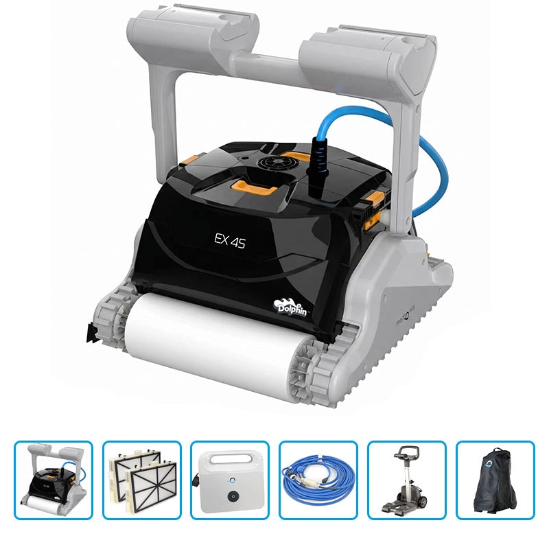 Robot Piscina Dolphin Ex 45 Premium Con Spazzole Kanebo, Carrello E Copertura Protettiva