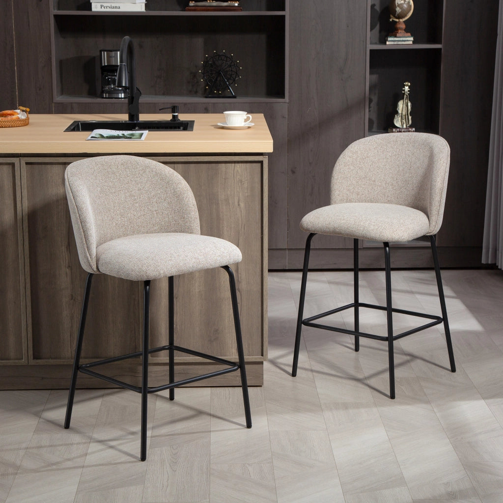 Set di 2 Sedie da Bar con Schienale e Poggiapiedi ¨C zephmum ¨C Grigio Chiaro