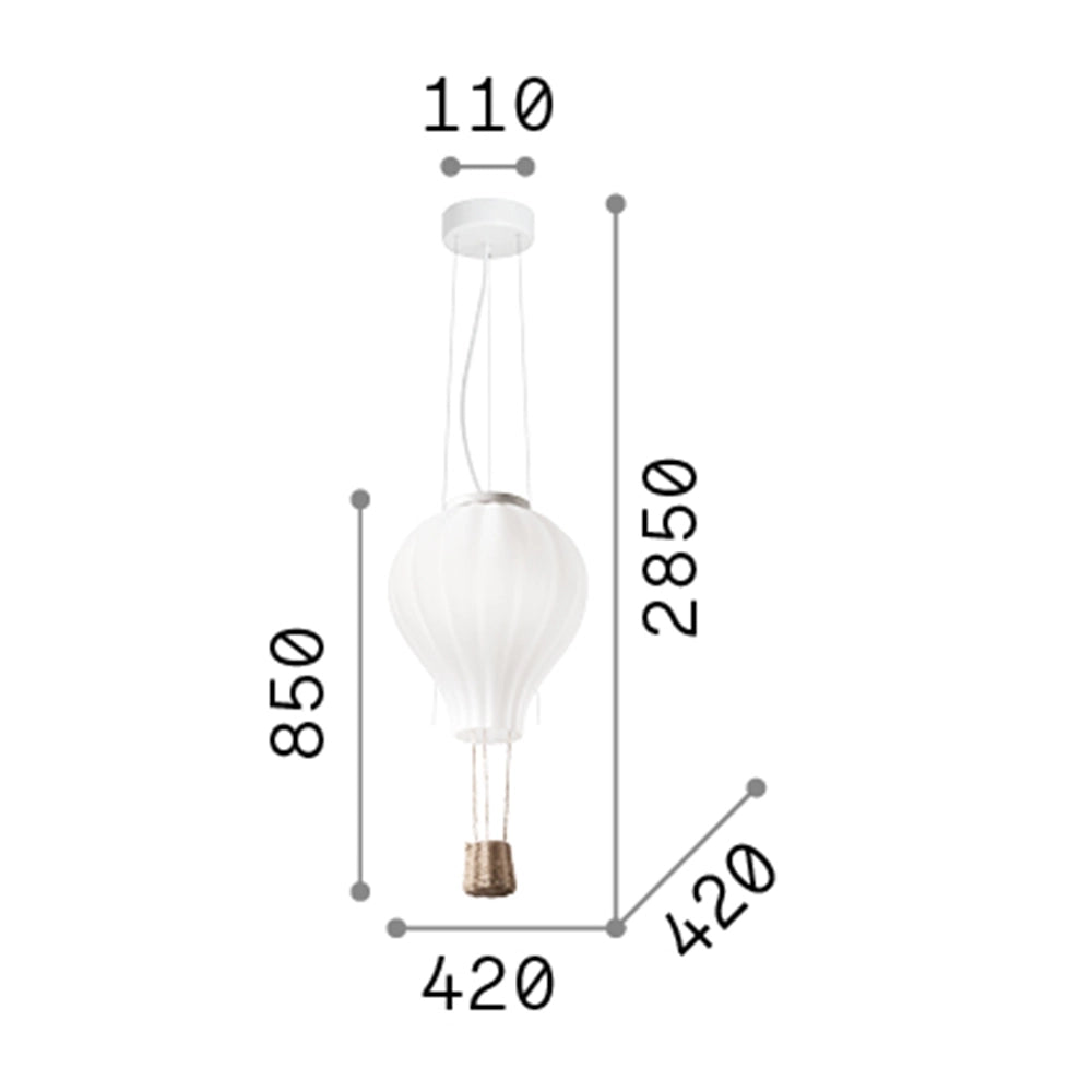 Sospensione Moderna Dream Corda Bianco 1 Luce E27 D42Cm