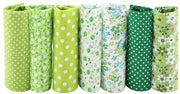 Set di stoffe in cotone per patchwork - 7 pezzi 50 x 50 cm - Verde - Adatto per cuscini e abbigliamento - Ideale per progetti di DIY e cucito.