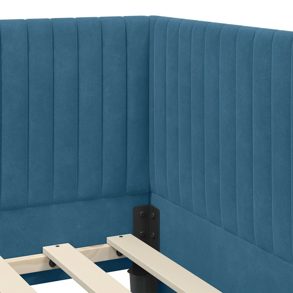 Cornice del letto ad angolo Blu 90 cm x 190 cm Velluto 42016255