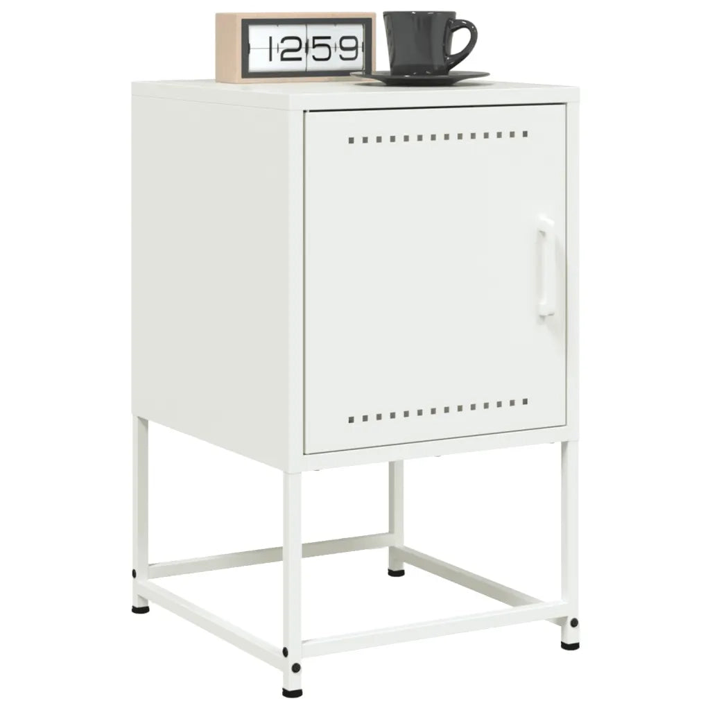 Set di 2 Comodini | Armadio da Notte | Mobiletto da notte Bianchi 36x39x60,5 cm in Acciaio