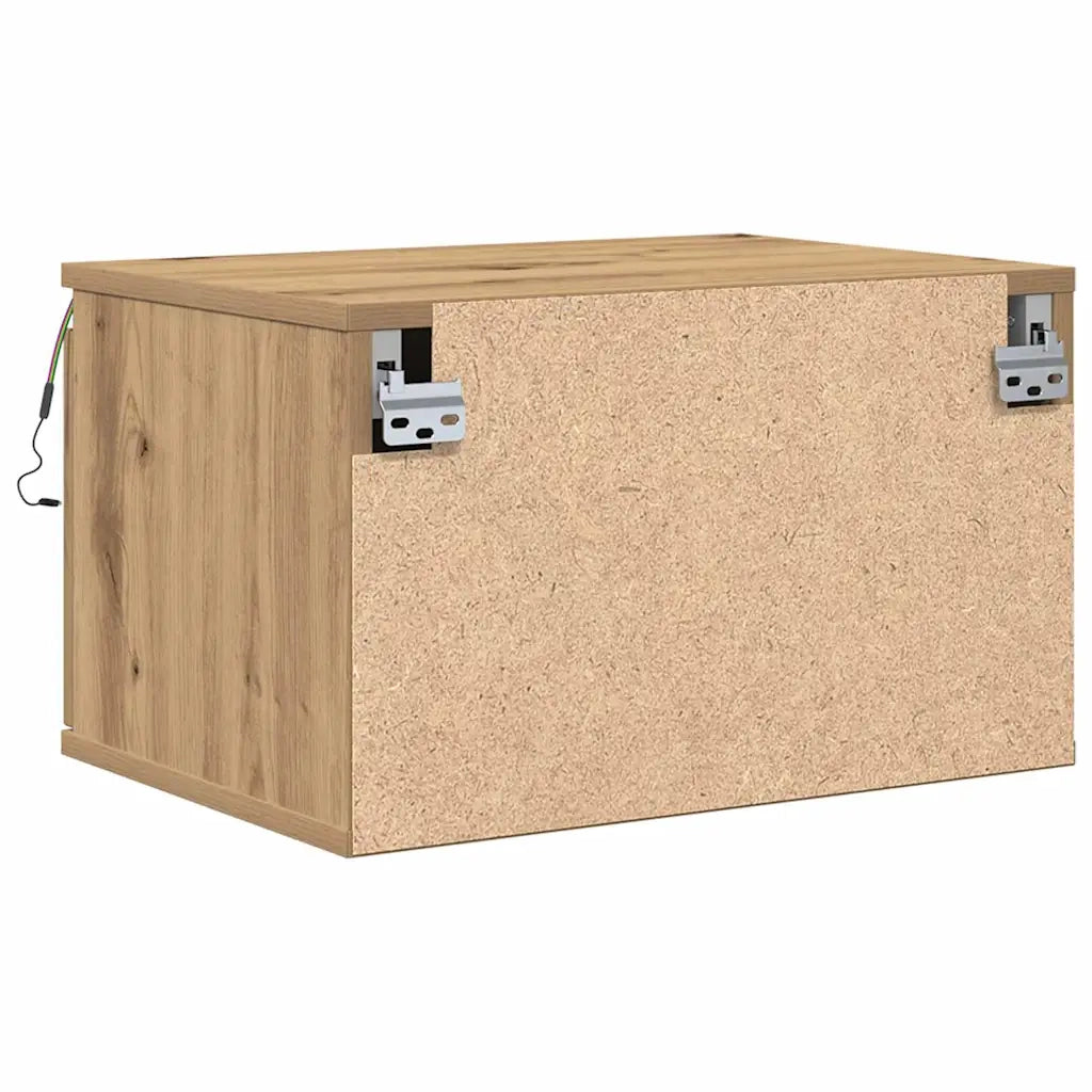 Mobiletto da comodino a parete con cassetto-Tavolino da notte Rovere artigianale