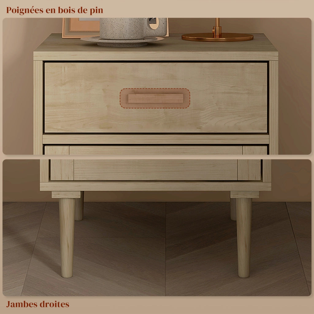 Comodino con cassetto e scaffale in rattan ¨C zephmum ¨C naturale 40x40x68,5 cm