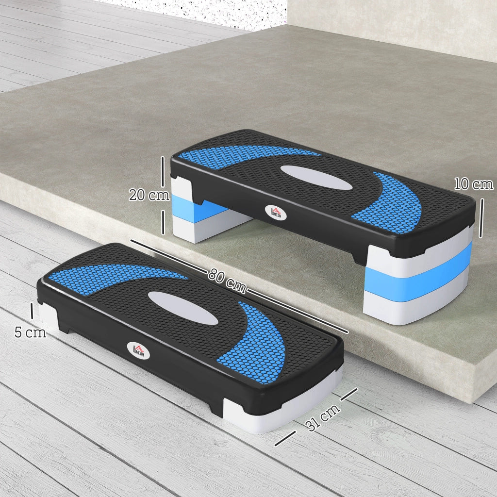 Stepper Aerobico 3 Livelli Regolabile ¨C zephmum ¨C 80x31x20 cm Nero+Blu Chiaro+Grigio