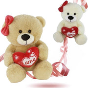 Trade Shop - Orsetto Orsa Peluche Con Cuore Scritta Ti Amo Fiocco 22 Cm San Valentino 92614 -