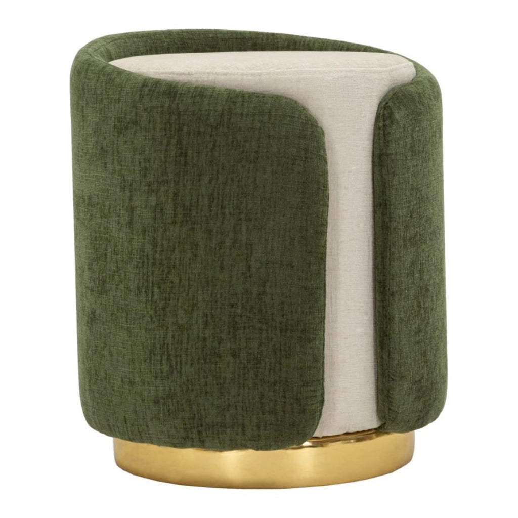 Pouf bicolore in poliestere con base dorata