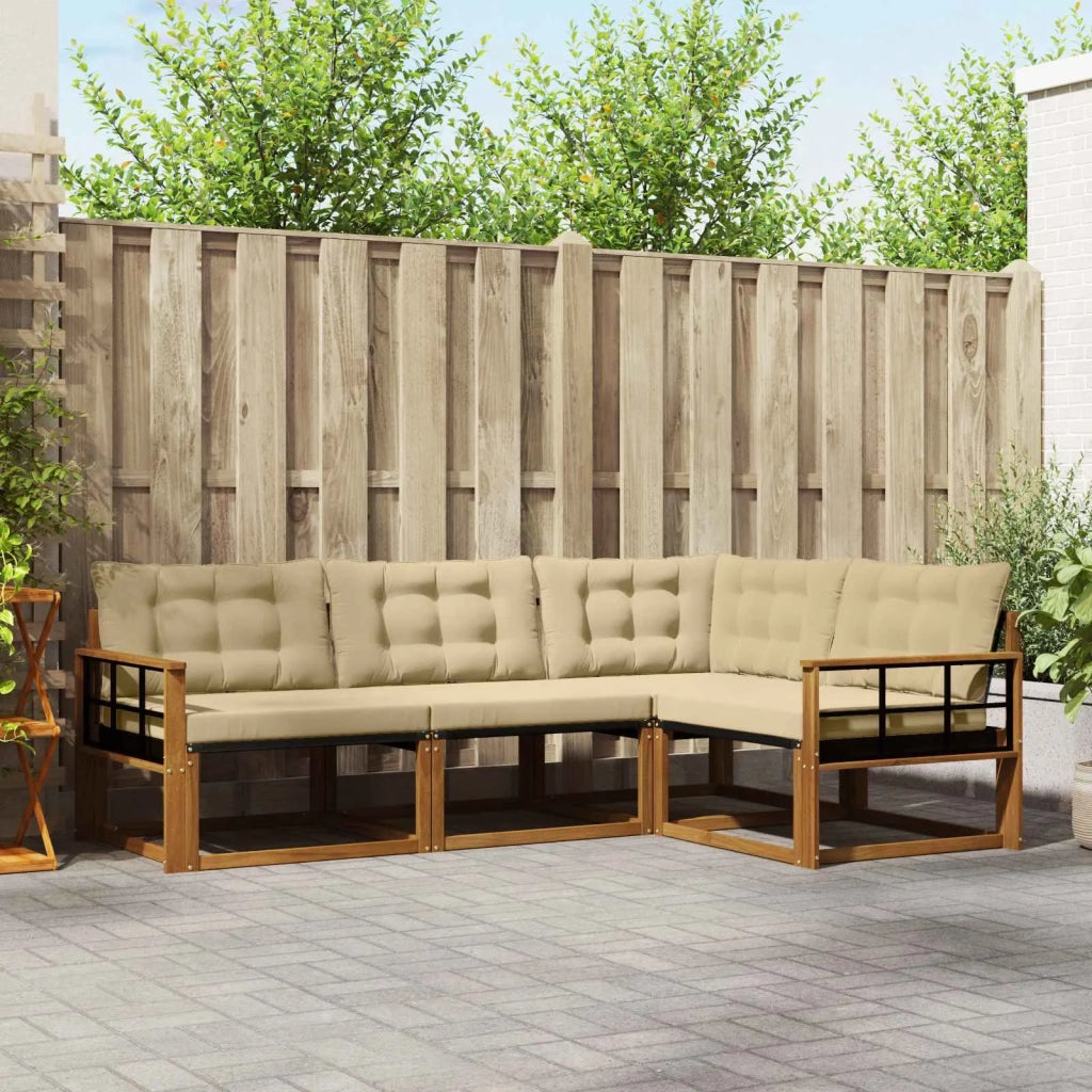 Set di divani da esterno con cuscino 4 pcs Naturale e Beige 3369416