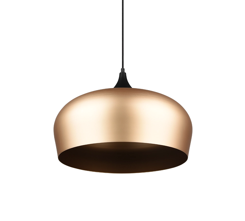 Lampada a sospensione, metallo, nero e ottone satinato,  D 45 cm, Chiron