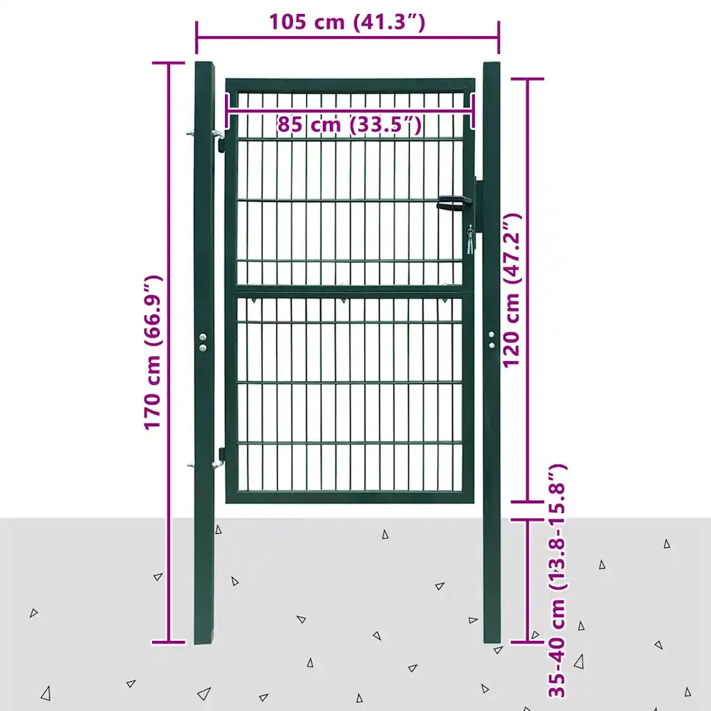 Cancello per Recinzione 2D (Singolo) Verde 100x120 cm CFW7694741