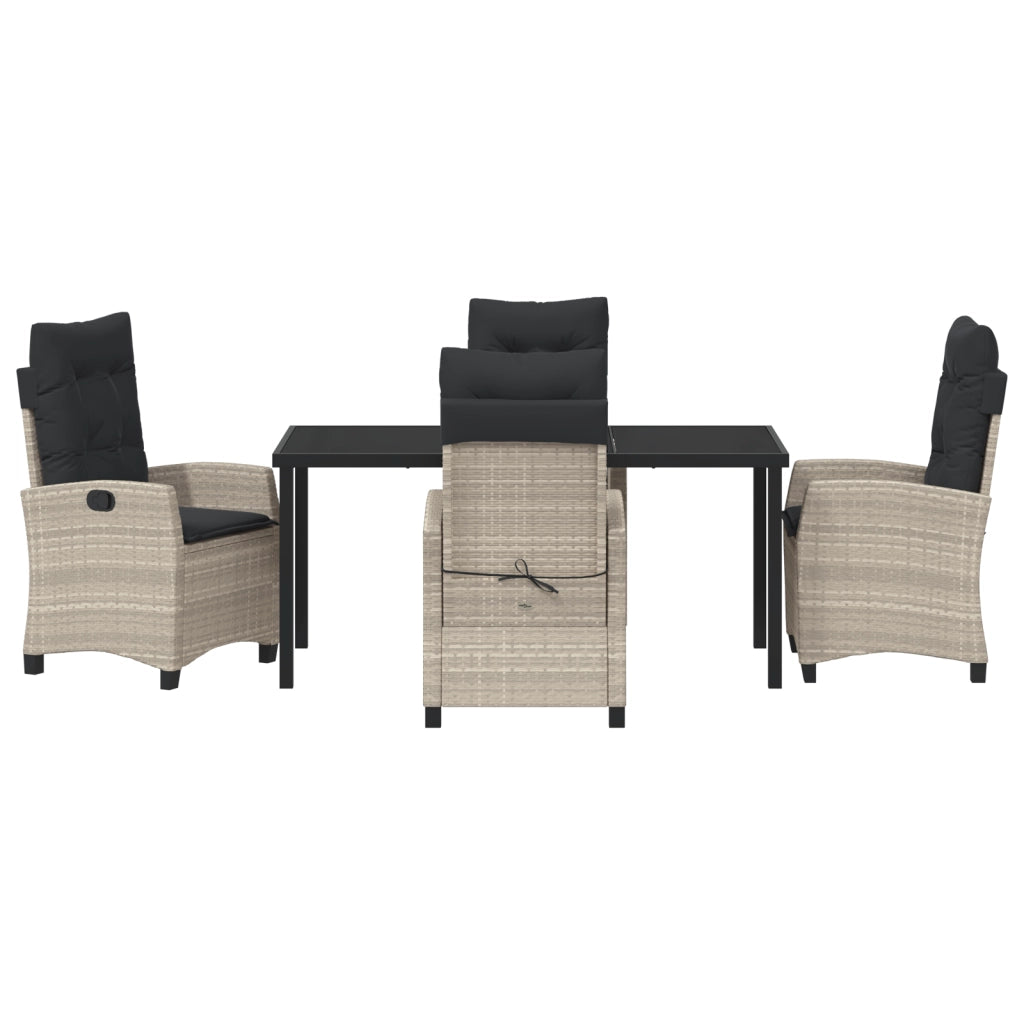 Set da pranzo da giardino 5 pezzi con cuscini Grigio chiaro Rattan sintetico