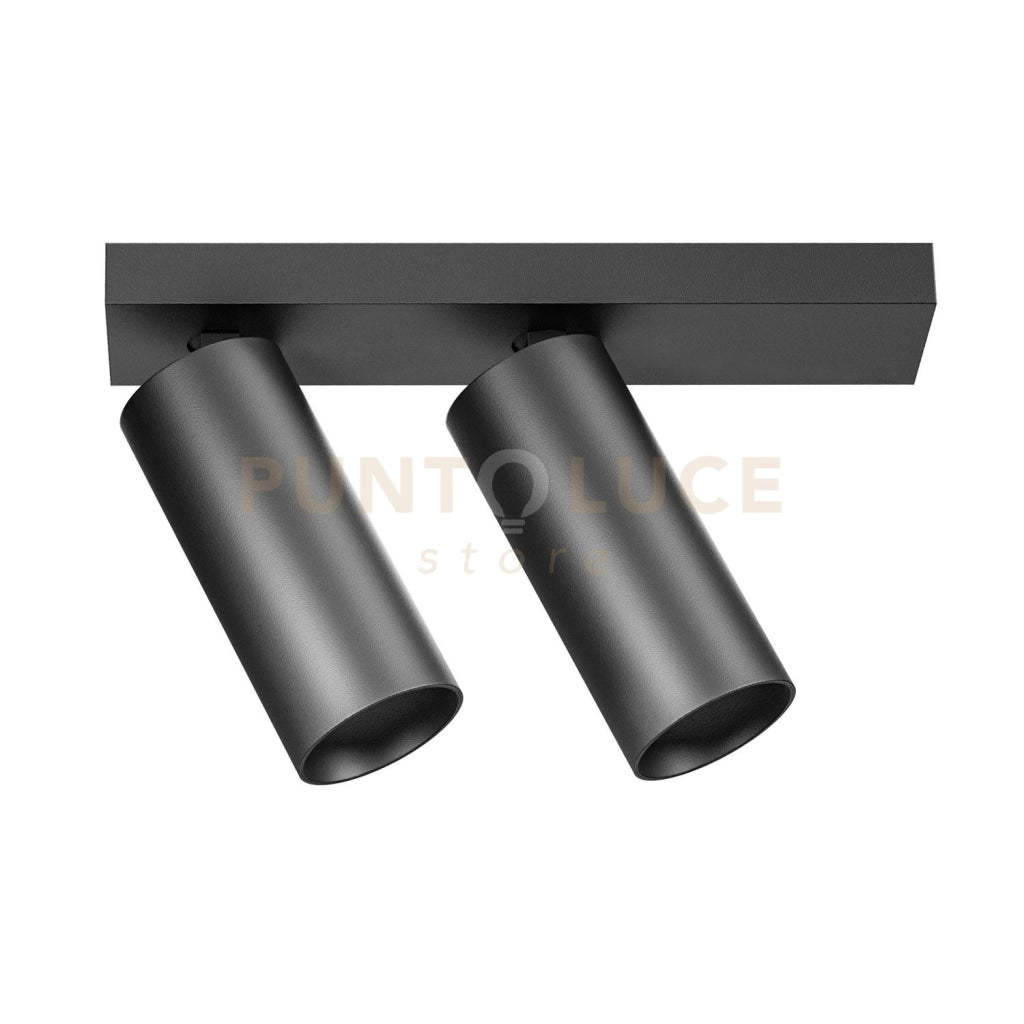 GFA1477C- FARETTO SPOT ORIENTABILE 2 LUCI ATTACCO LED 3000K 2198LM 2X12W COLORE NERO SATINATO D.5,5CM BASE 26,5X5,5CM