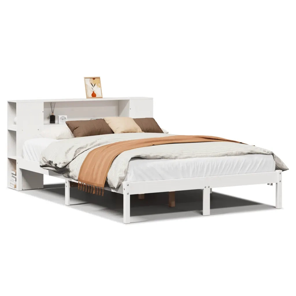 Letto Libreria senza Materasso Bianco 150x200 cm Legno di Pino