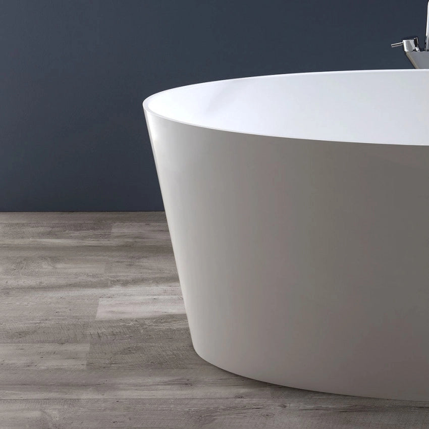 Vasca da bagno moderna freestandig in marmo resina ovoidale bianca 158cm Badok Norena