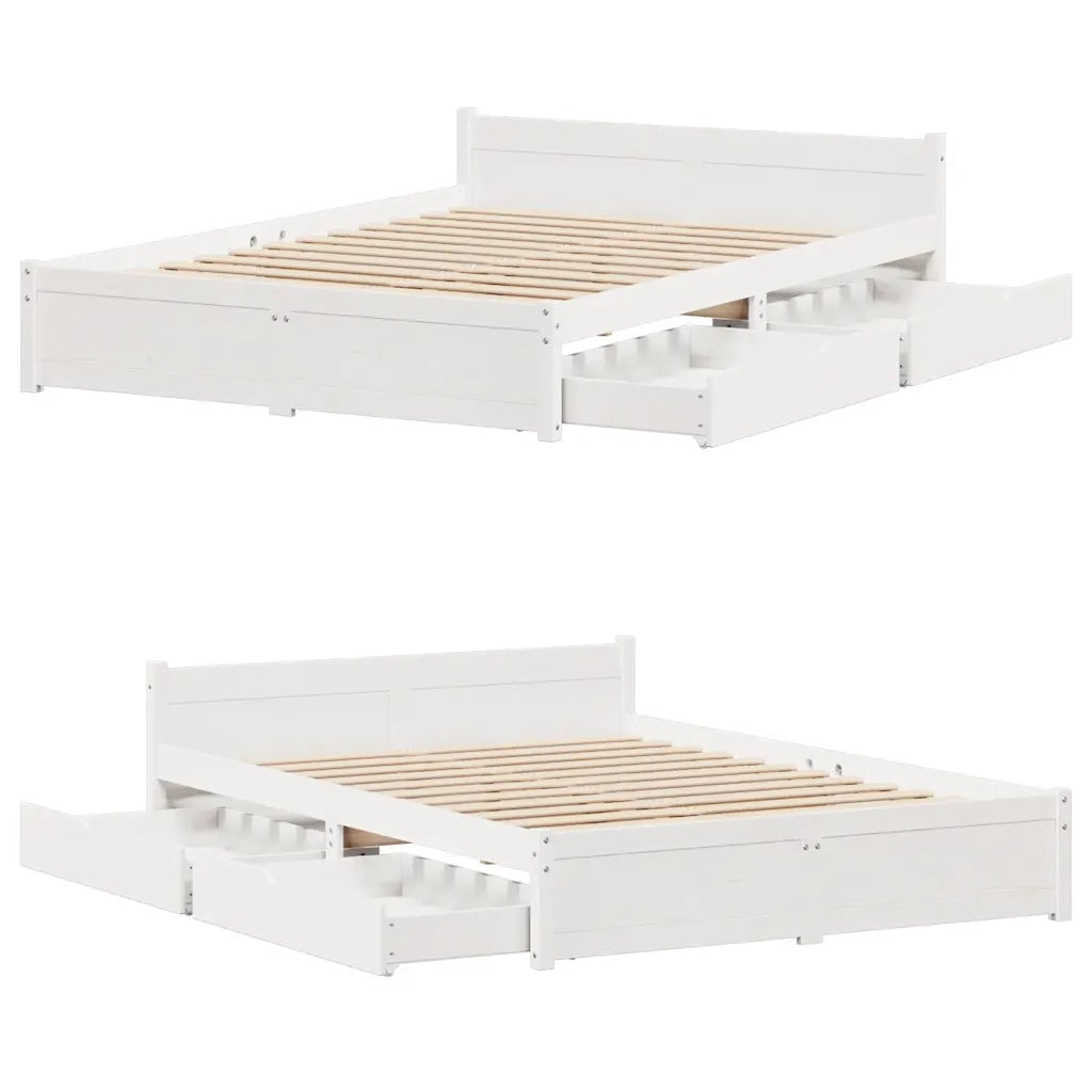 Letto senza Materasso Bianco 150x200 cm Legno Massello di Pino 3301691