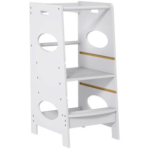Torre Montessoriana per Bambini 3-6 Anni 40x50x90 cm con Altezza Regolabile in MDF Bianco