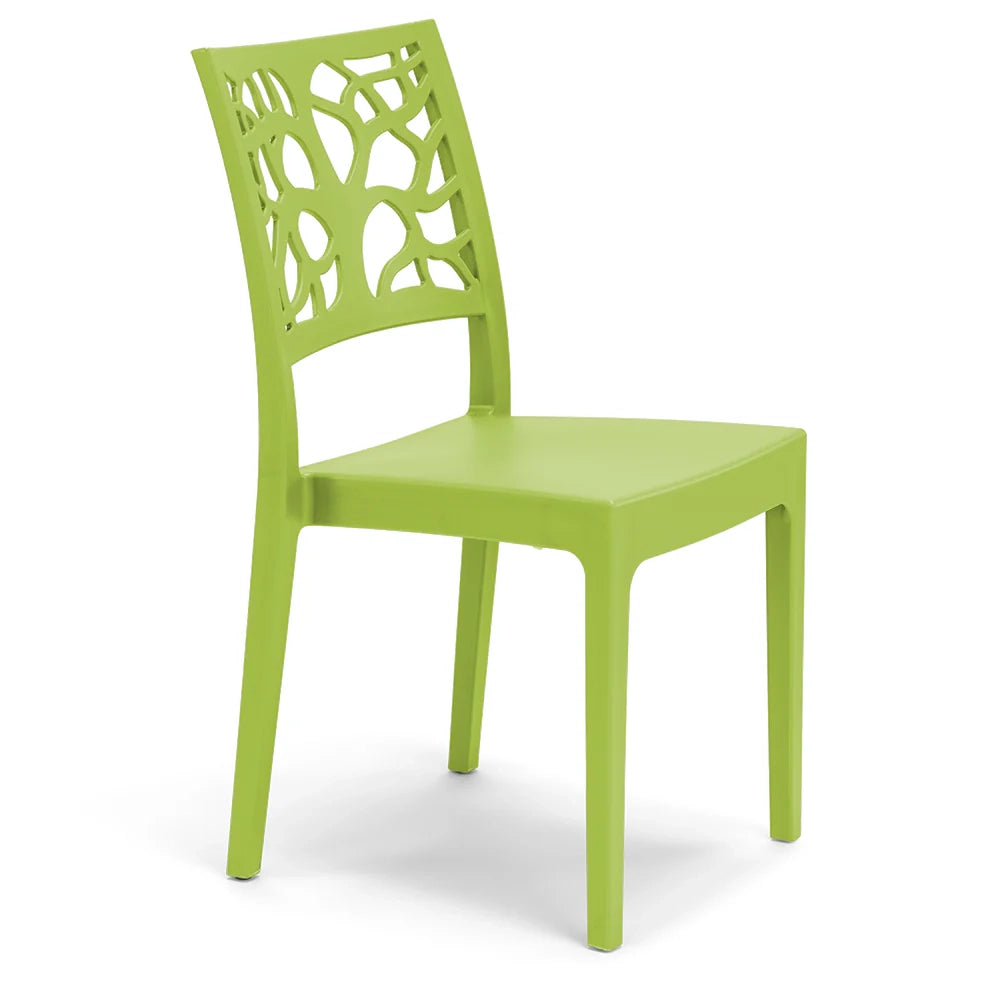 Set 6 sedie in polipropilene TETI, impilabile, resistente ai raggi UV, design moderno, ideale per sala da pranzo, cucina, sala d’attesa, bar, ristoranti o giardino, colore Verde Lime