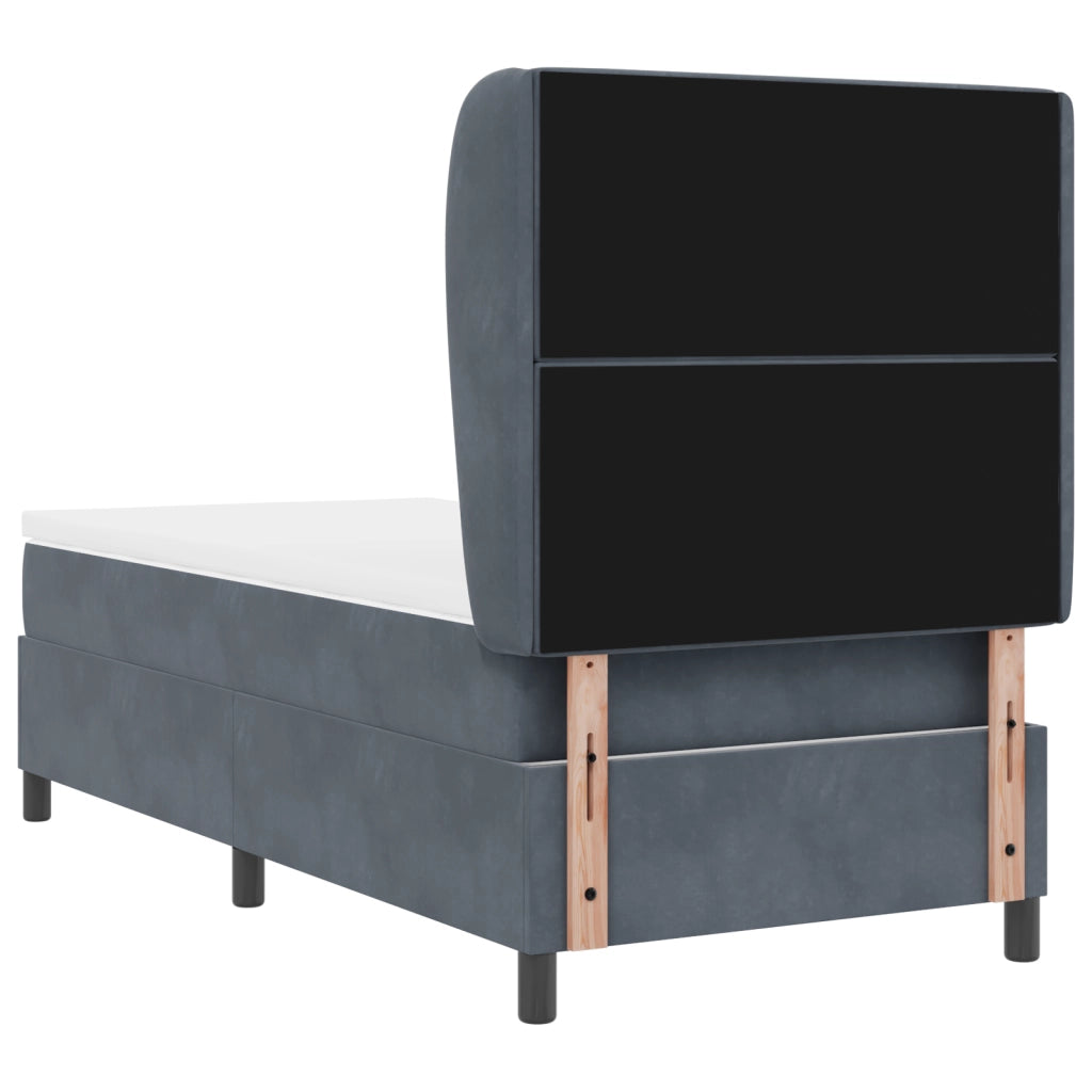 Letto a Molle con Materasso Grigio Scuro 90x200 cm in Velluto
