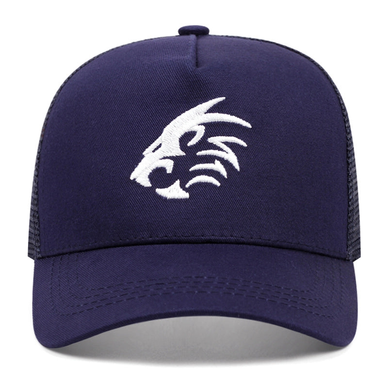 Cappellino da baseball blu con testa di tigre