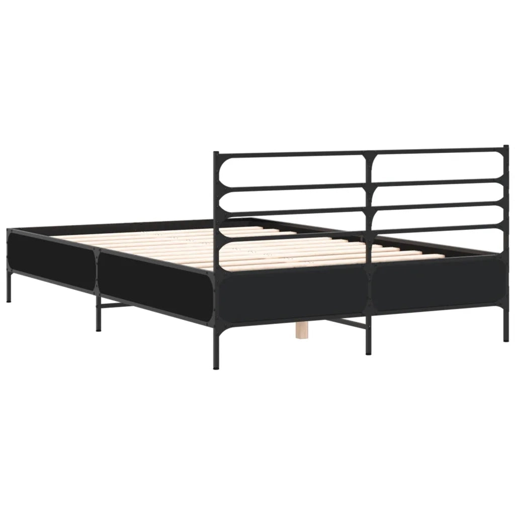 Giroletto Nero 135x190 cm in Legno Multistrato e Metallo 3280072