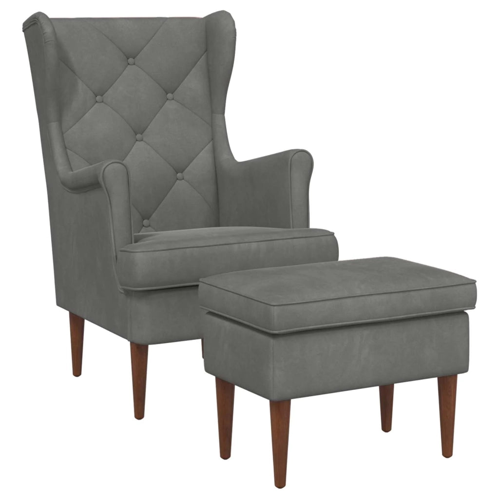 Poltrona con Ottomano 2 pz Grigio Scuro Velluto 3418848