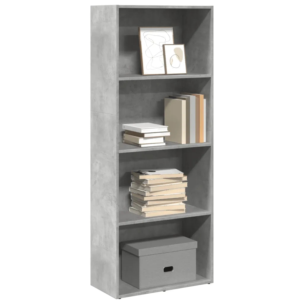 Libreria-Scaffale per Libri-Mobile di Stoccaggio Grigio Cemento 60x30x152 cm in Legno Multistrato