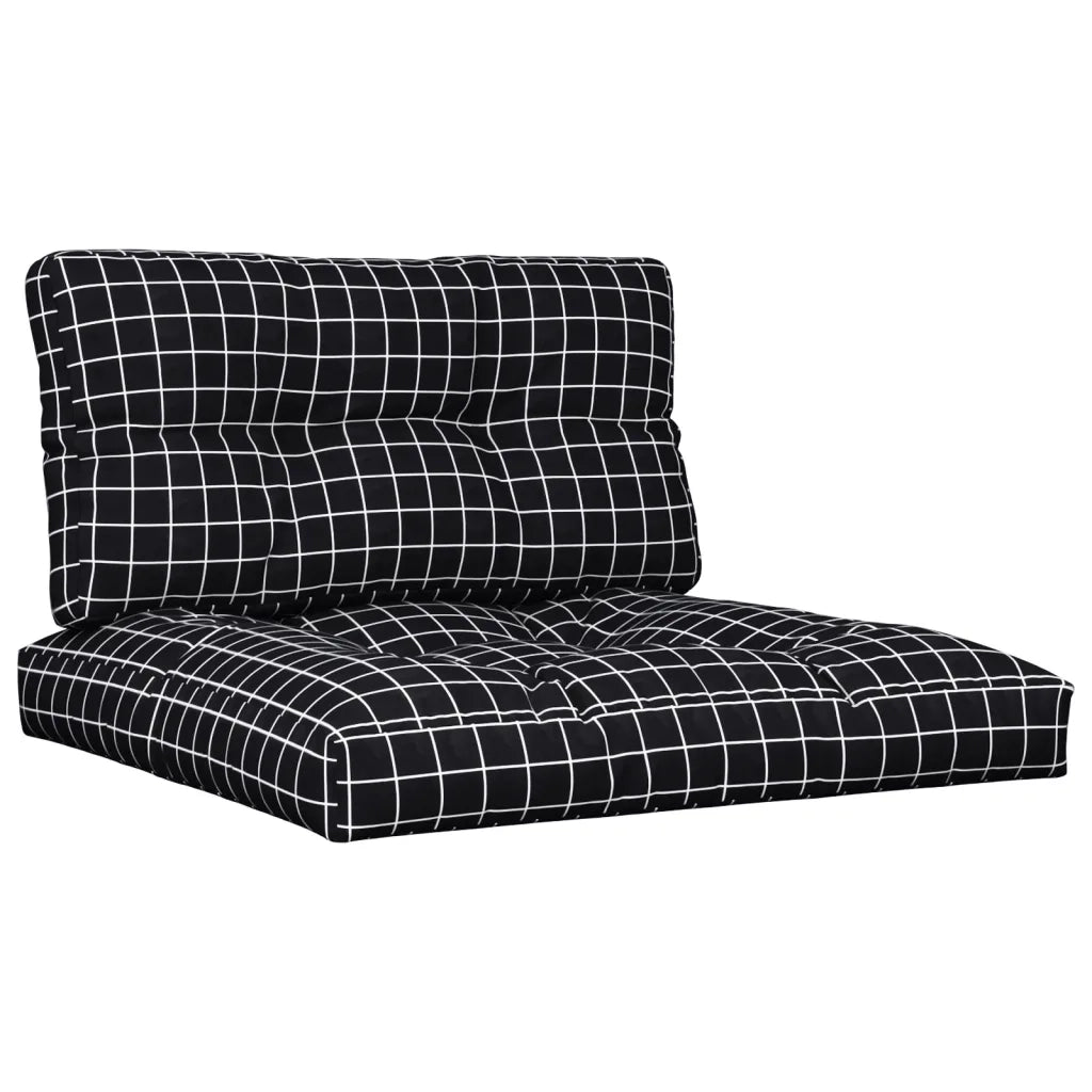 Cuscini per Pallet 2 pz Neri Motivo a Quadri Tessuto 360727