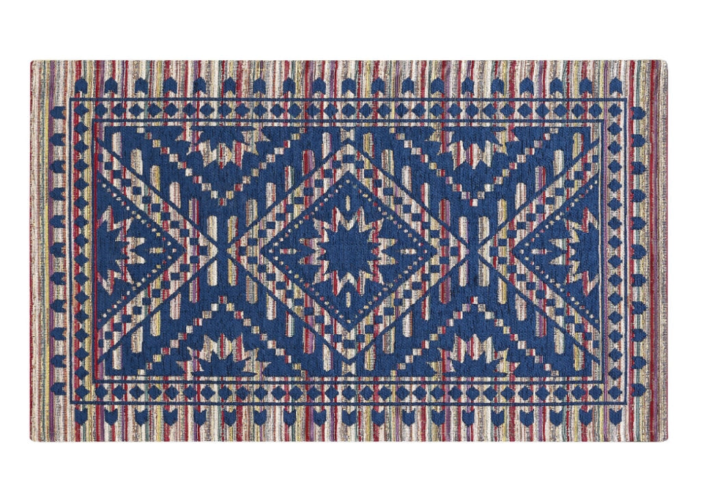 Tappeto Arredo Salotto Antiscivolo Scendiletto Camera Dis. Kenya By Suardi - 65x110 - Blu