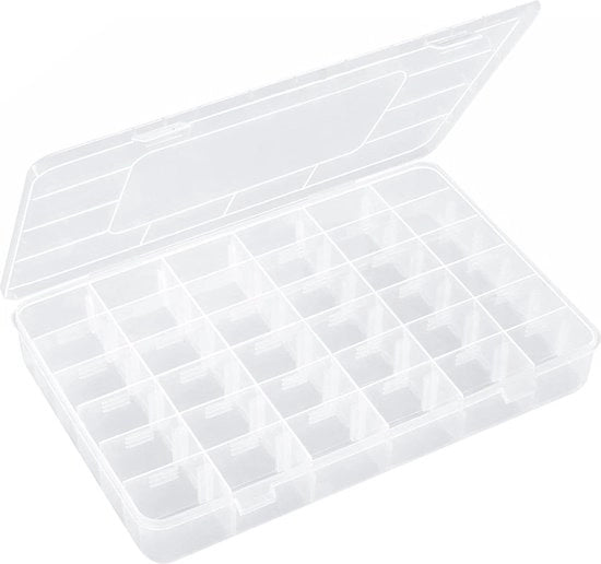 Organizzatore trasparente con 36 contenitori e distributore regolabile per perle, arte e accessori - Scatola di archiviazione con spazio per attività di fai da te.