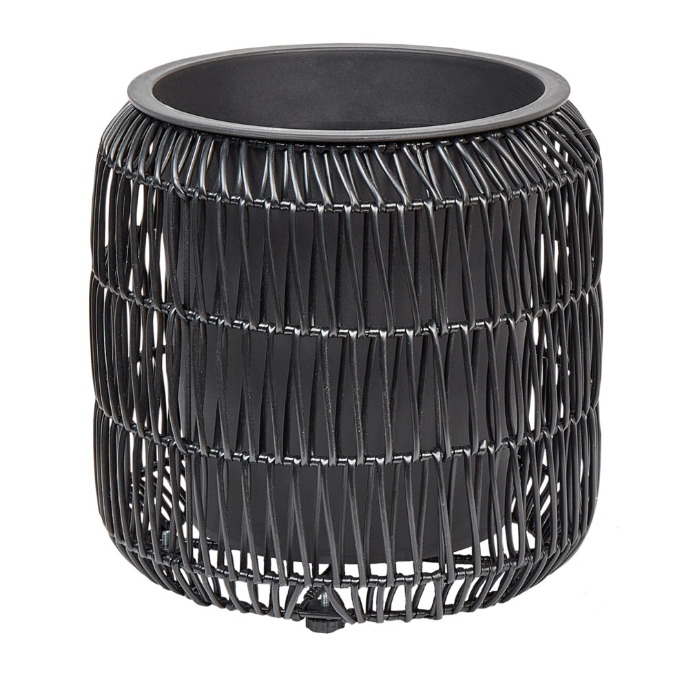 Set di 2 vasi in finto rattan nero per piante con inserto interni ed esterni