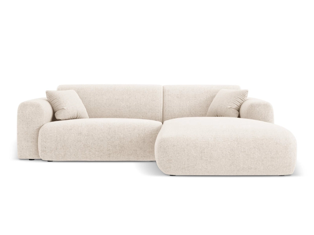 Cosmopolitan Design - Divano angolare destro "Nolio" 4 posti in ciniglia beige chiaro 