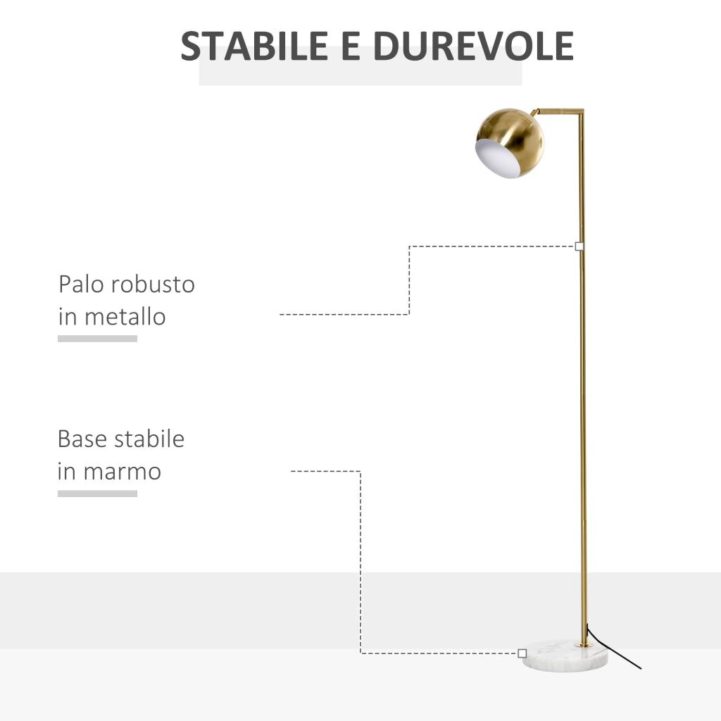 EASYCOMFORT  Lampada da Terra Moderna a Piantana Rotonda e Paralume Regolabile Lampada da Salotto e Camera Vintage - Oro