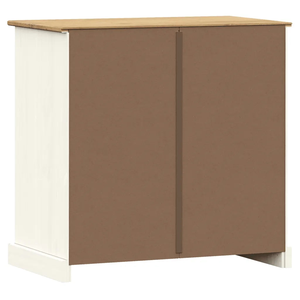 Credenza Cassetti VIGO Bianco 78x40x75 cm Legno Massello Pino 353203