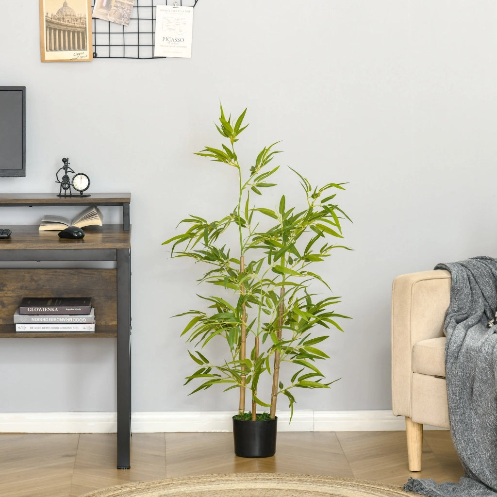 Pianta Artificiale di Bambù H120 cm con Vaso Verde