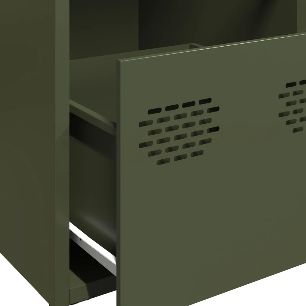 Credenza Verde Oliva 68x39x73,5 cm in Acciaio Laminato a Freddo