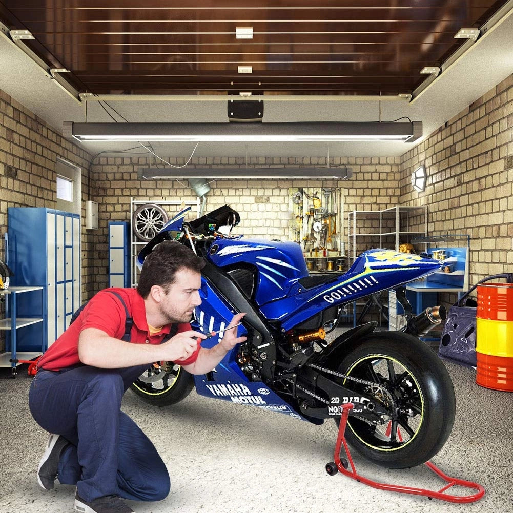 Cavalletto posteriore per moto regolabile con piastre, Cavalletto per moto universale Rosso-Accessori per veicoli