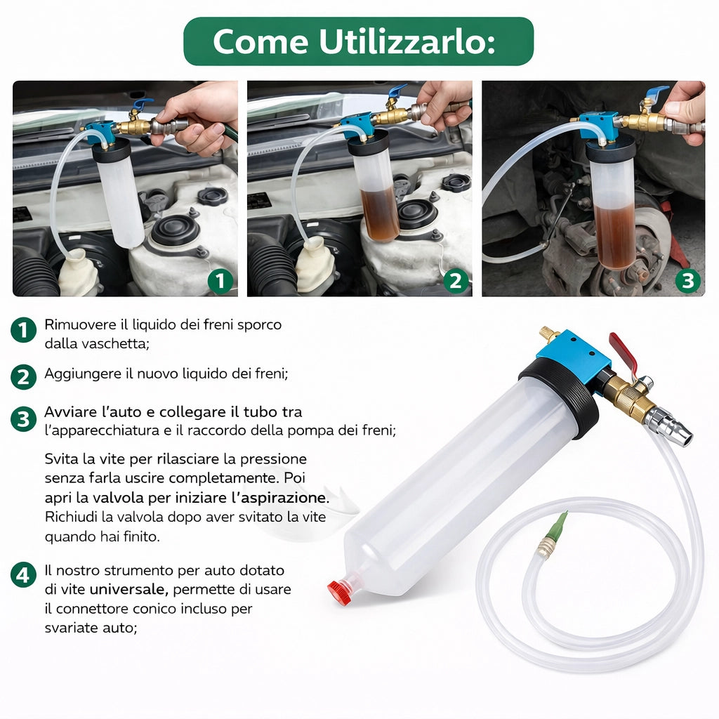 Pompa Aspirazione Olio e Liquido Freni Auto Professionale con Serbatoio | 12858