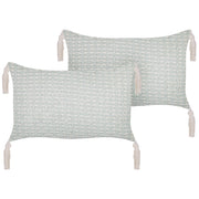 Set di 2 cuscini in tessuto di poliestere grigio 45 x 25 cm con nappe e imbottitura soggiorno camera da letto
