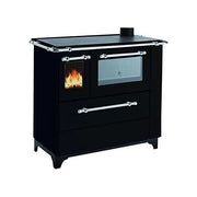 Palazzetti Royal Cucina a Legna Betty 4,5 Focolare Rettangolare Forno Inox Piano Acciaio Inox Diametro Tubo 12 cm 6,5 kW 155 Kg (85x90x60 cm) colore Nero