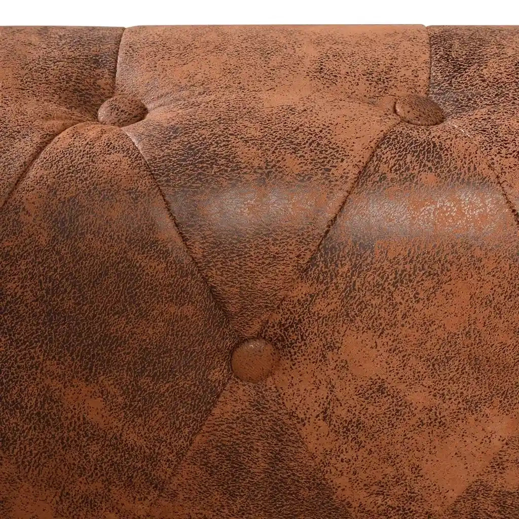 Divano Angolare Chesterfield 6 posti Pelle Artificiale Marrone 243618