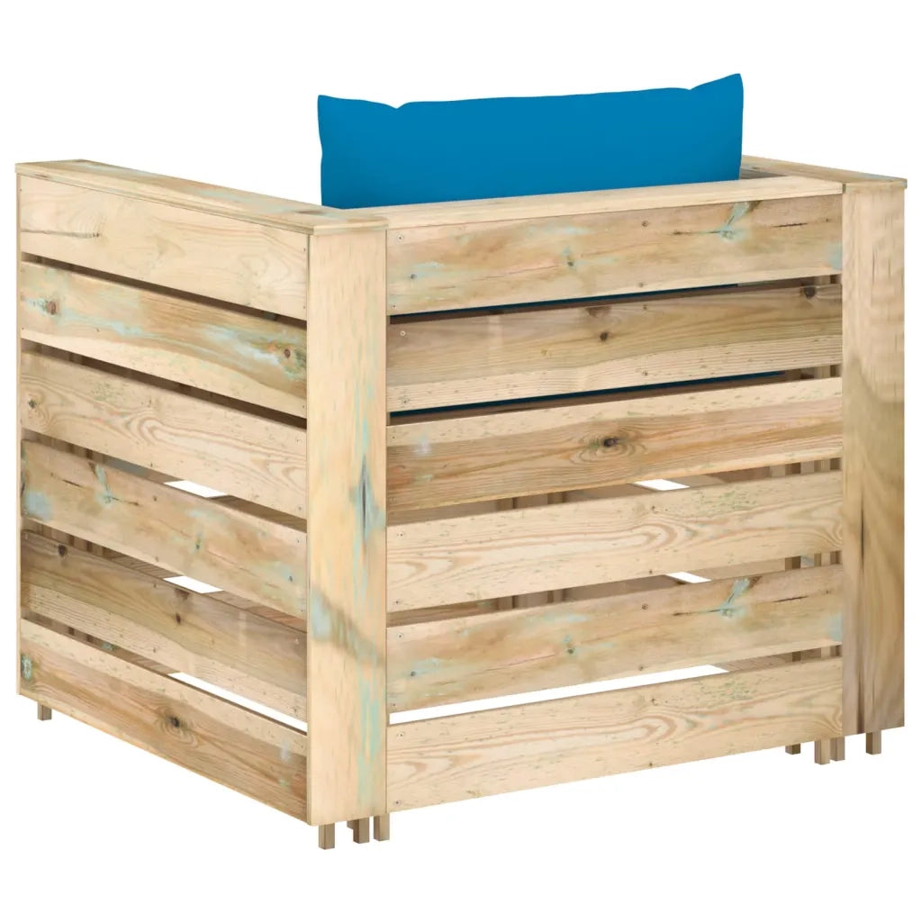 Set Salotto da Giardino 2 pz | Set di Mobili da Esterno con Cuscini Legno Impregnato Verde