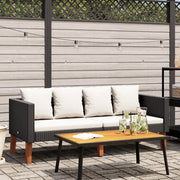 Divano da Giardino a 2 Posti con Cuscini-Sofa da Giardino-Divano da esterno in Polyrattan Nero 715715