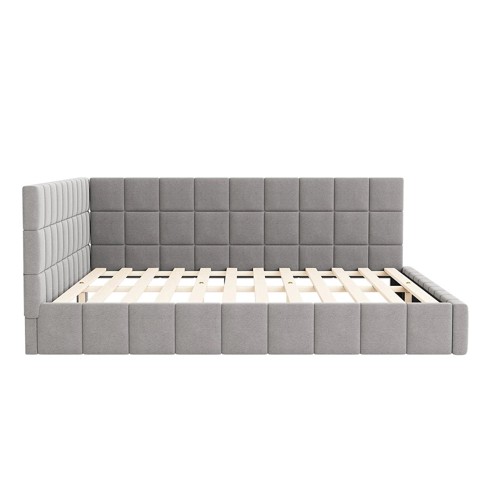 Divano letto - Xylo - 160x200 cm velluto morbido grigio