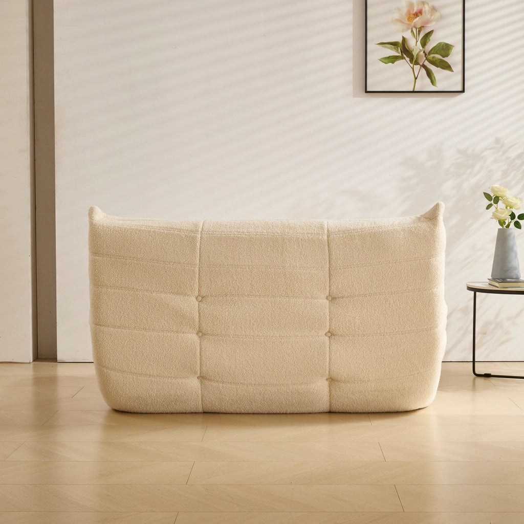Divano lounge in velluto teddy beige 149x114x82 cm